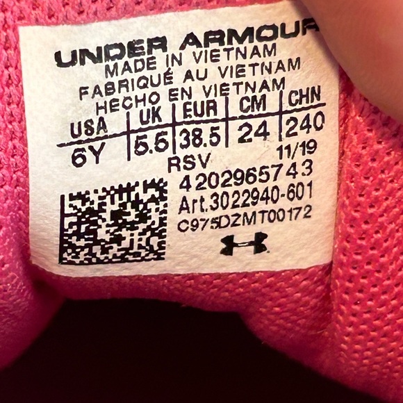 Under Armour Girls GS Charged Impulse Sneaker Pink Rose Youth 6Y (3022940) - Picture 9 of 9